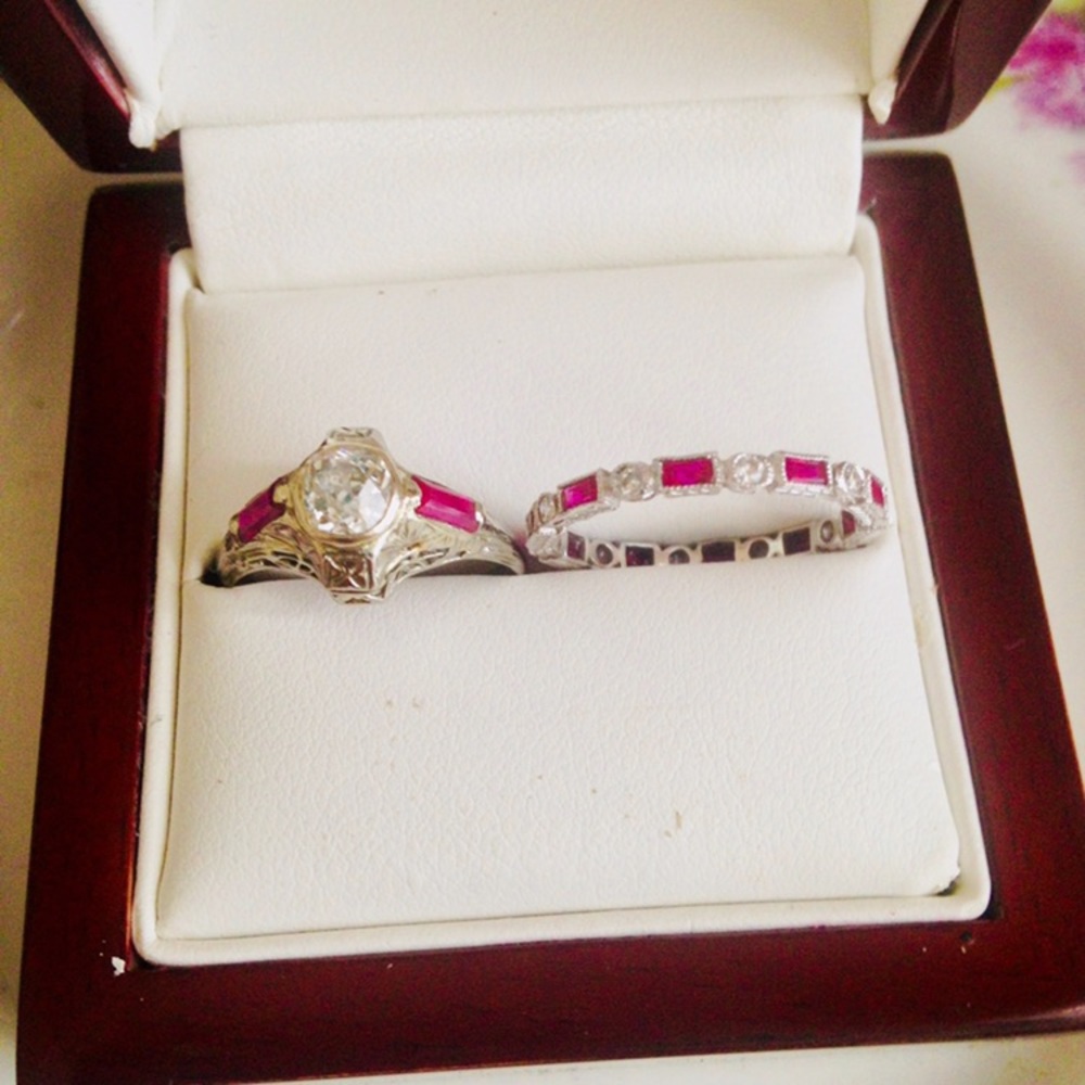 18K original Art Deco ruby & diamond eternity band